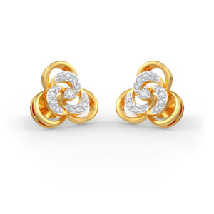 diamond and gold earrings front angle