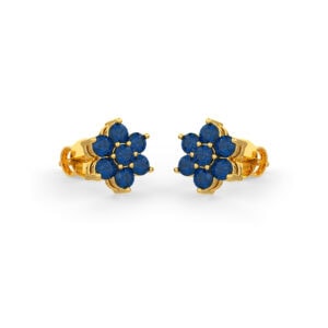 Blue sapphires set in gold in a floral pattern