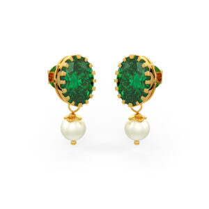 Emerald with Pearl Earrings