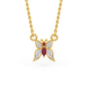 Ruby Diamond Butterfly Pendant