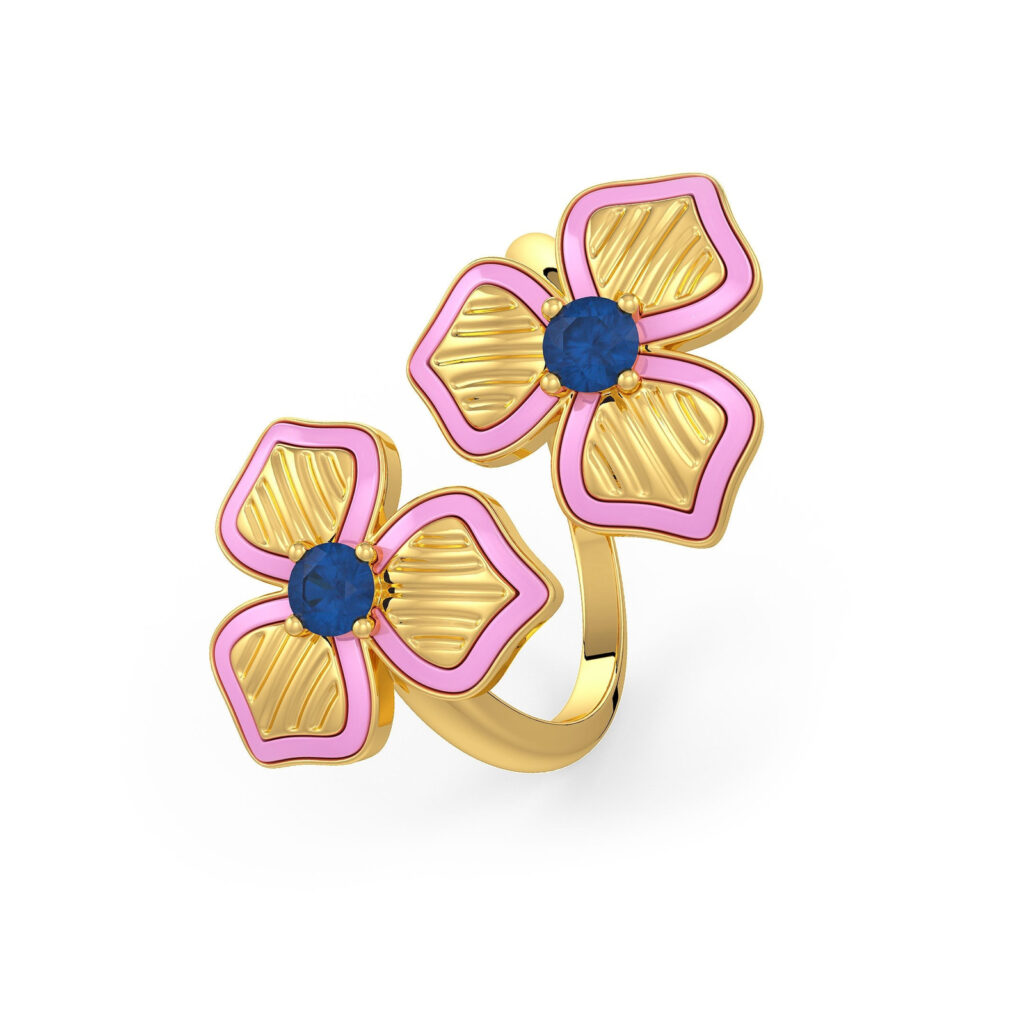 Blooming Tales Ring with Sapphire Stud