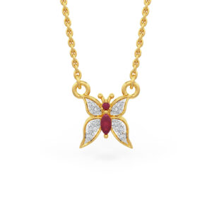 Ruby Diamond Butterfly Pendant