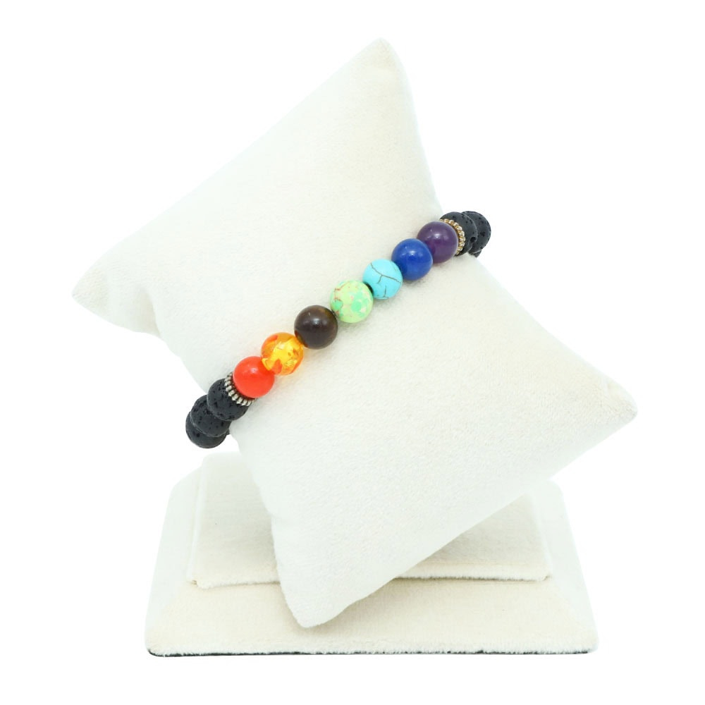 Natural 7 Chakra Lava Bracelet