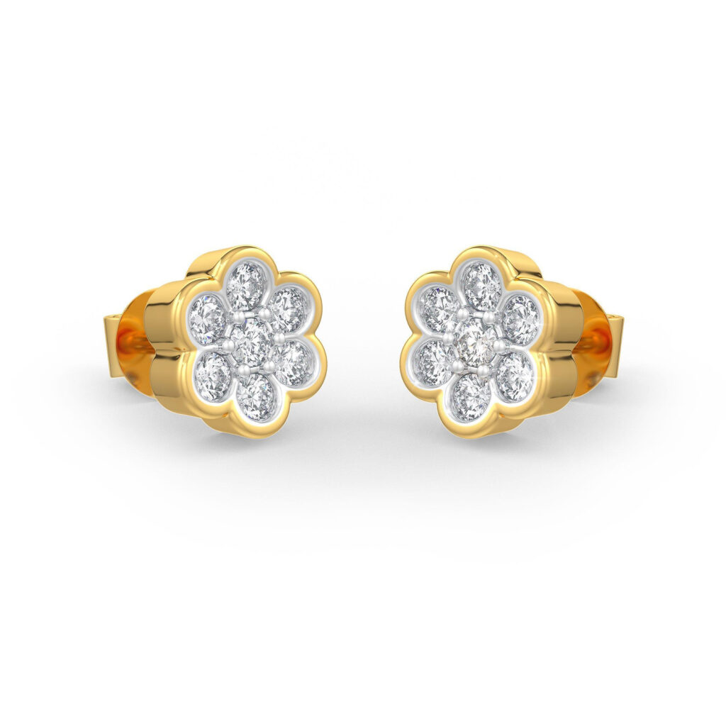 Blossom Diamond Flower Stud Earrings