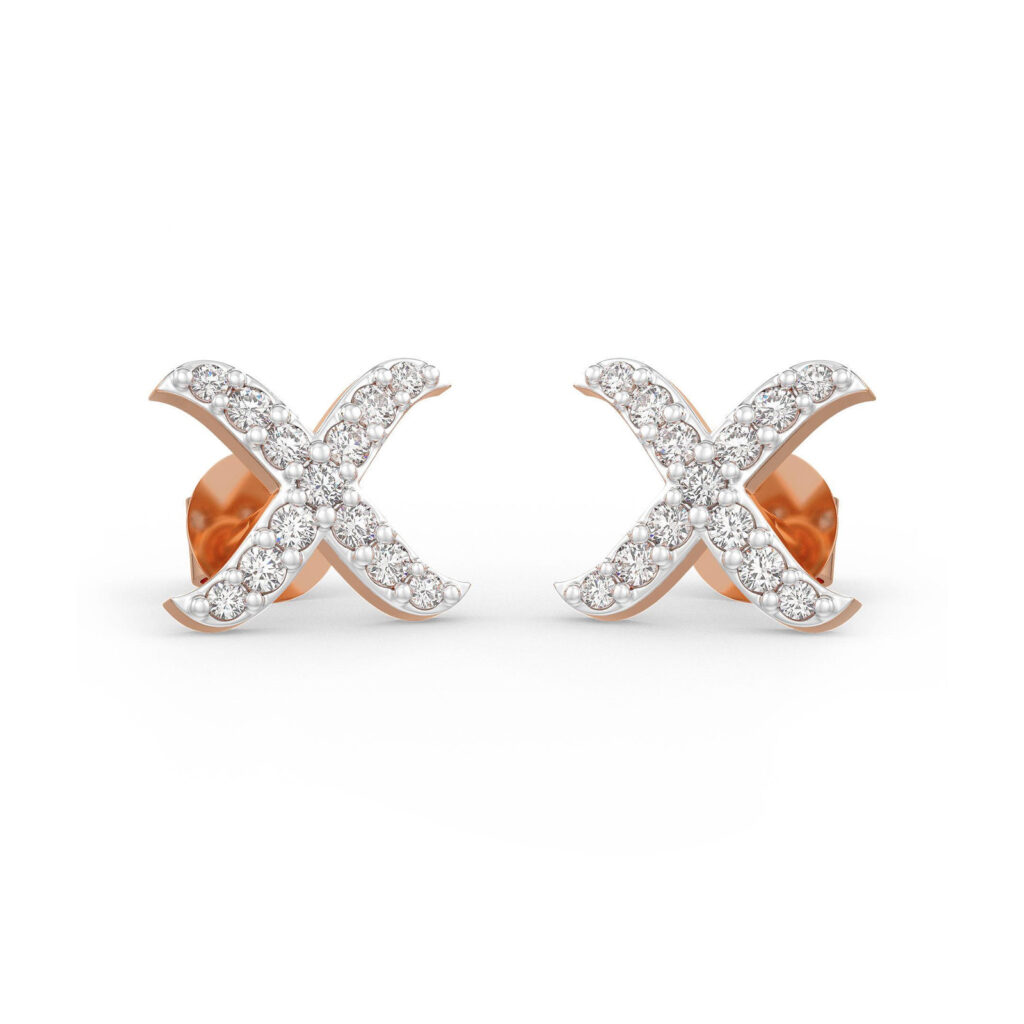 Cross Diamond Stud Earrings