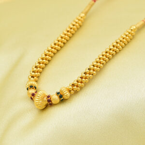 Classic 22kt Gold Bead Thushi Necklace with Stones