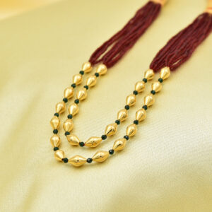 Red Bead Dual Layered 22kt Gold Mala
