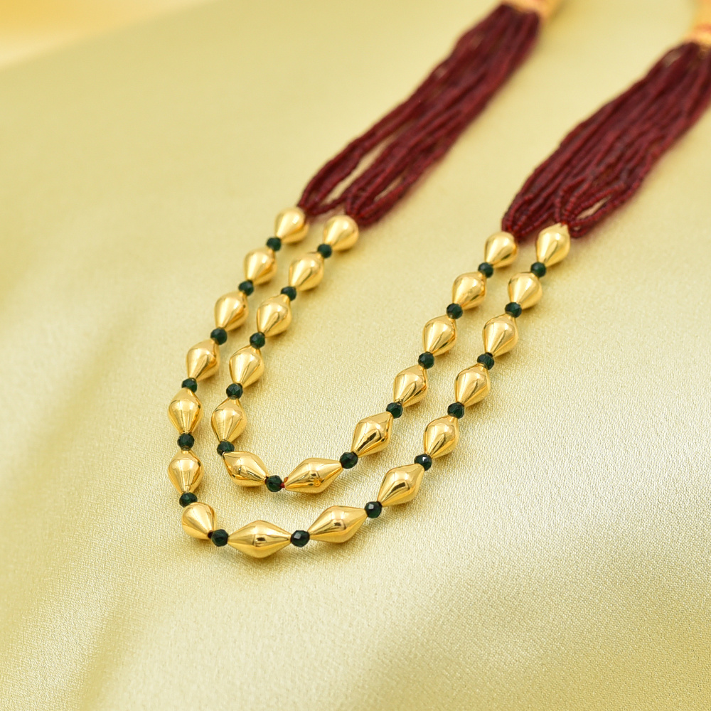 Red Bead Dual Layered 22kt Gold Mala