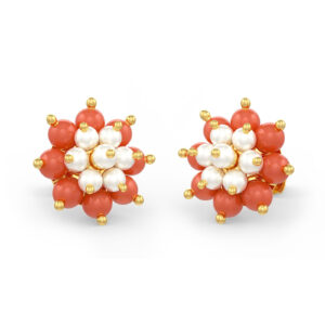 Pearl and Coral Cluster Studs