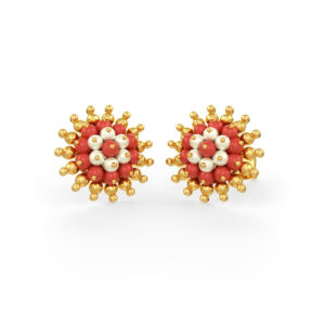 Chakra Pearl and Coral Cluster Earrings