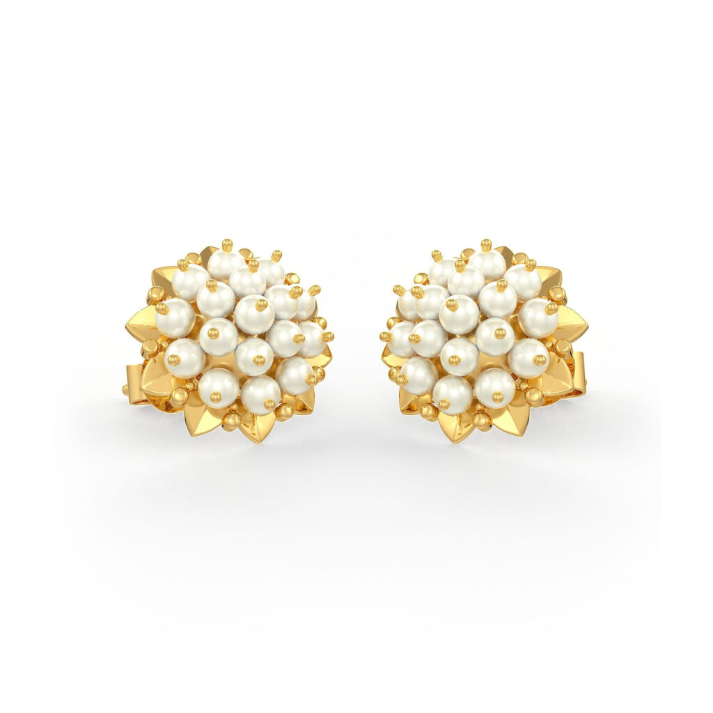 Sunflower Cluster Pearl Earrings