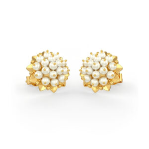 Sunflower Cluster Pearl Earrings