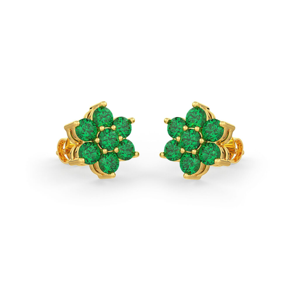 Green Petals Emerald Earrings