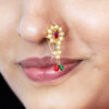 Maharashtrian Bride Cultured Pearl Nath in 22kt Gold
