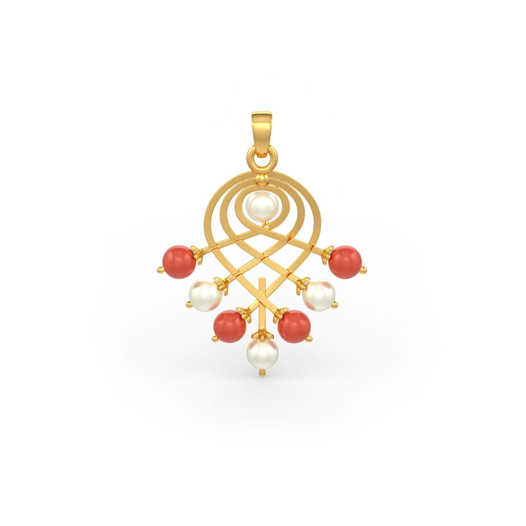 Pearl & Coral Saraswati Pendant