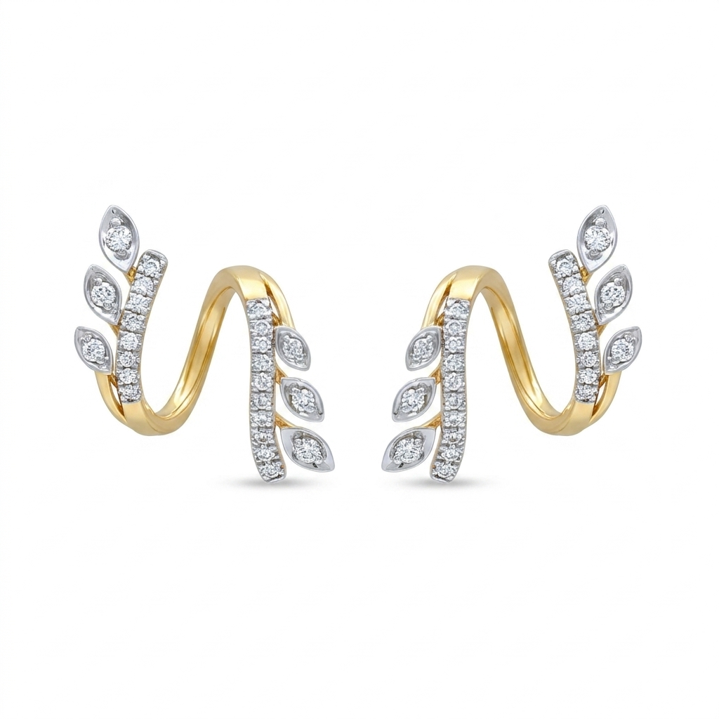 Helix Leaf Diamond Earrings