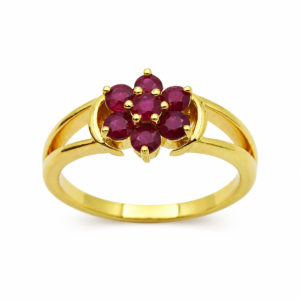 Ruby Cocktail Flower Ring ion 22kt Gold