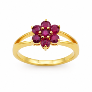Floral Ruby Ring in 18kt Gold