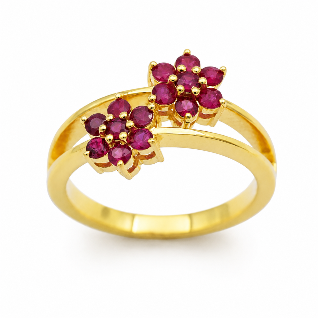 Gold Bloom Ruby Ring in 14 & 18kt Gold