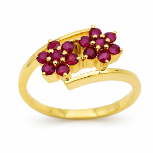 Twin Imperial Flora Ruby Ring in 14 & 18kt Gold