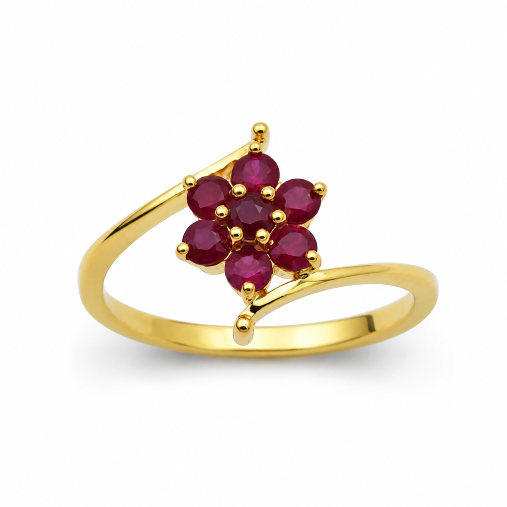 Vivid Halo Ruby Ring in 14/18 kt Gold