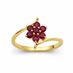 Vivid Halo Ruby Ring in 14/18 kt Gold