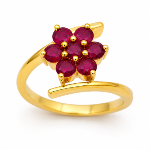 Ruby Flower Cocktail Ring in 14/18kt Gold