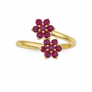 Crimson Flora Ruby Ring in 14/18kt Gold