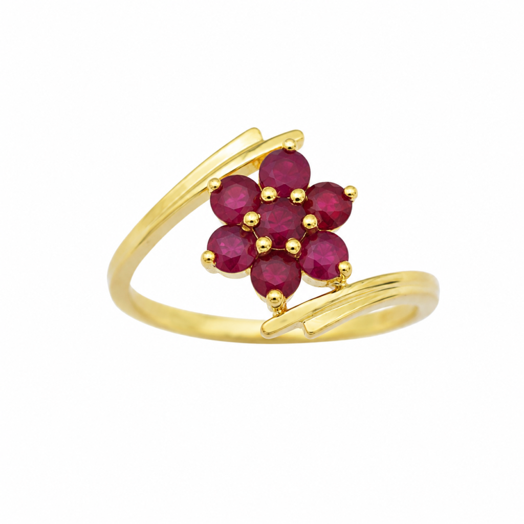 Radiance Floral Ruby Ring in 14/18kt Gold