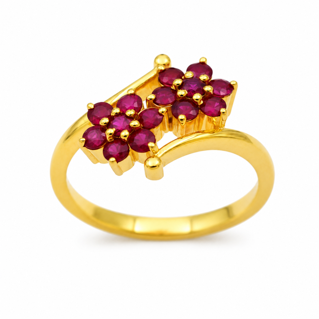 Petal Halo Ruby Ring in 14/18kt Gold