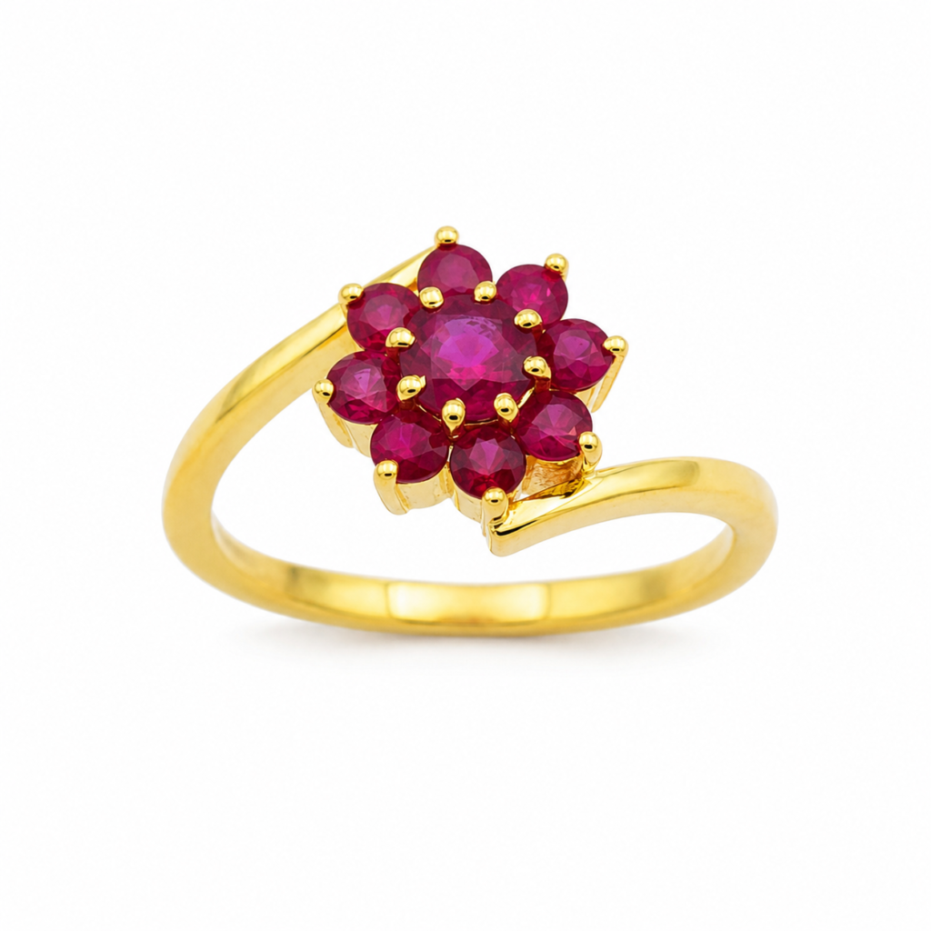 Floral Crown Ruby Ring in 14/18kt Gold