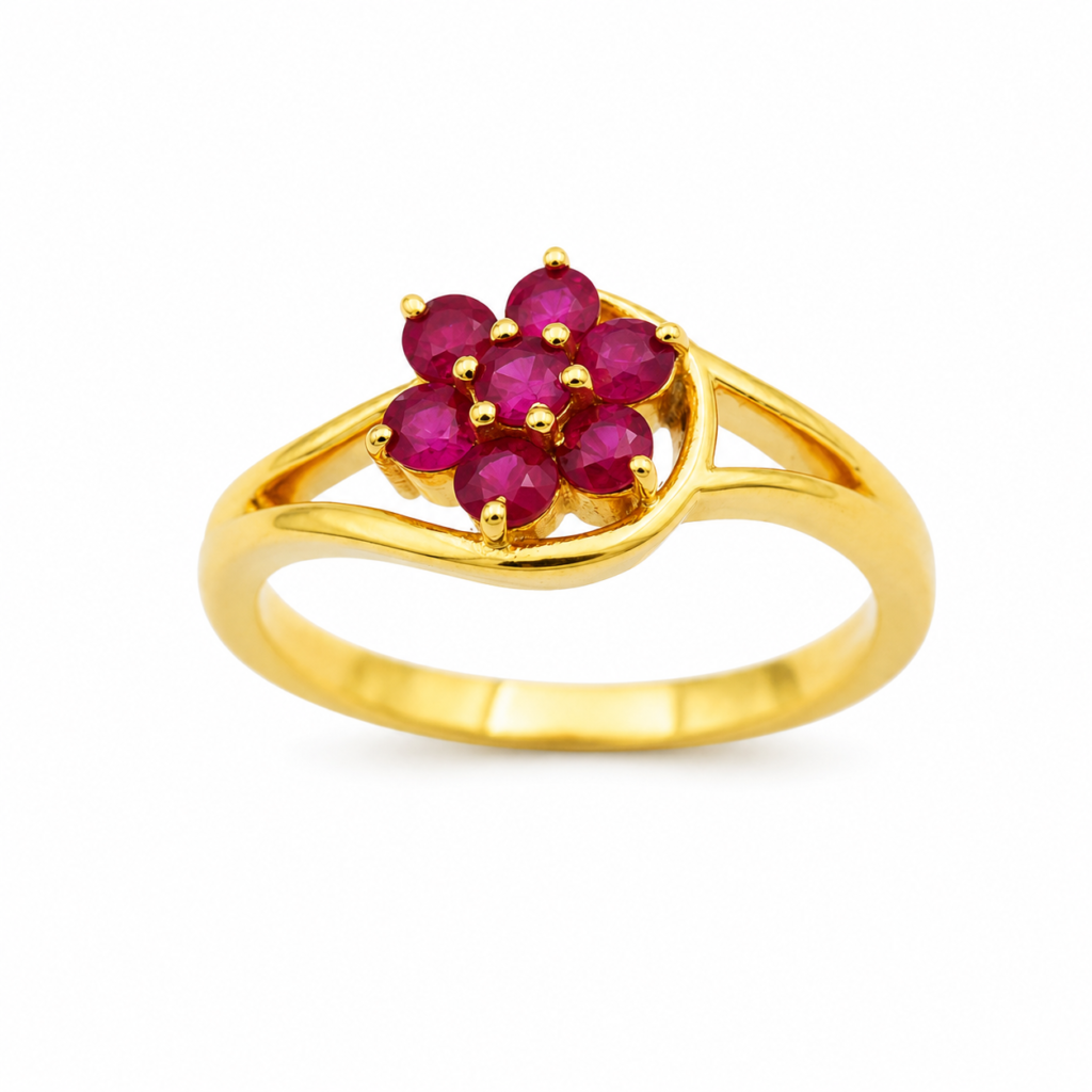 Floral Cocktail Ruby Ring in 14/18kt Gold